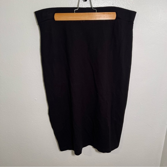 Ashley Blue Midi Pencil Skirt Black Button Side - Picture 5 of 9